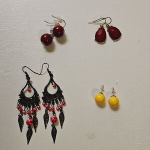 Lot of four pairs of colored earrings